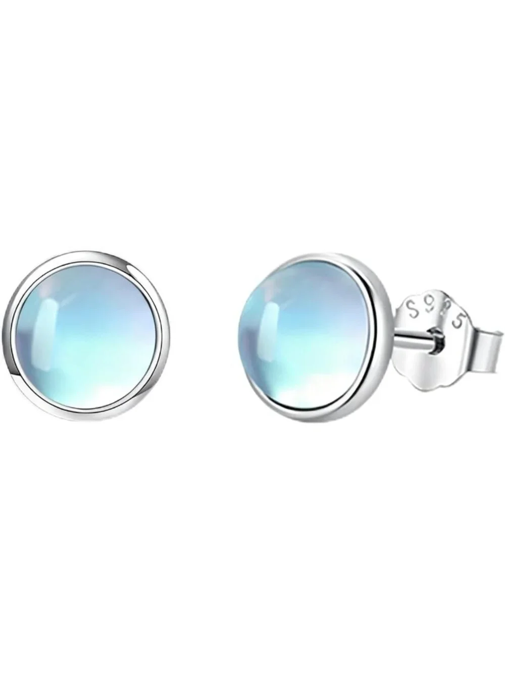 Trendy 925 Sterling Silver Moonstone Opal Turquoise Stud Earrings for Women